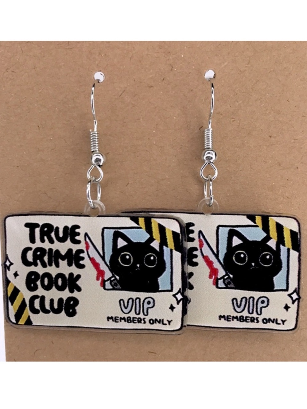 Clear Acrylic Happy Cat Dangle Earrings  Fashion Jewelry